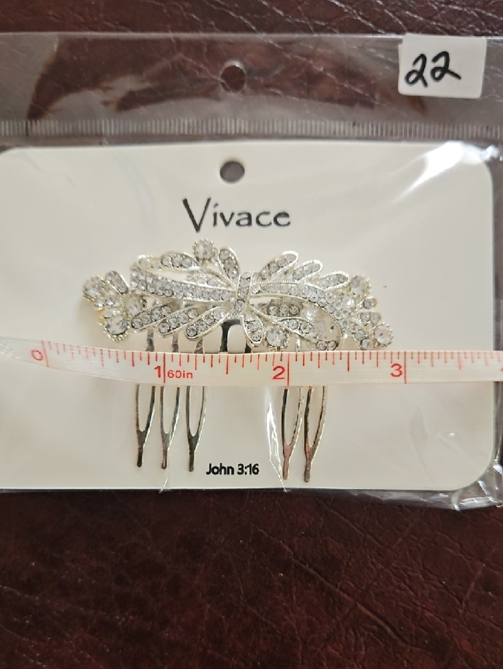 Silvertone Rhinestone Hair Comb - Picture 4 of 5